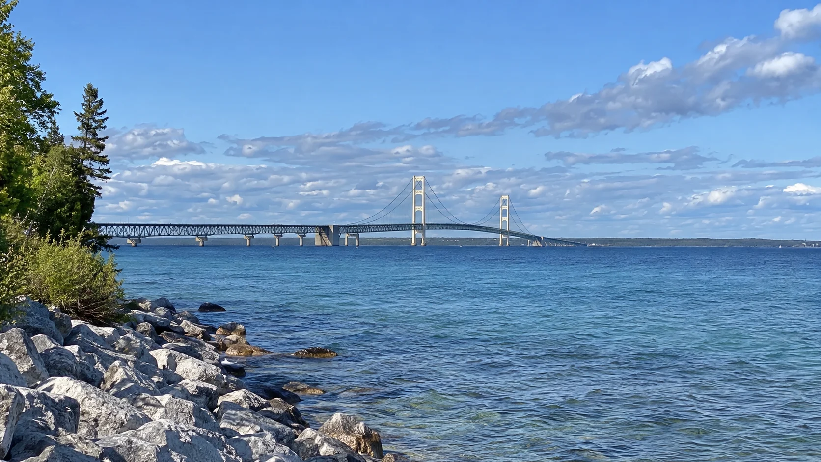 Mackinac Bridge viewed during the drive from Munising to St. Ignace.