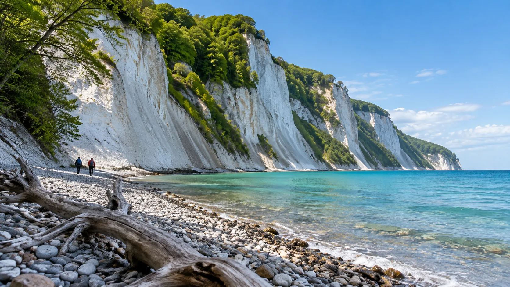 White chalk cliffs of Møns Klint above the Baltic Sea