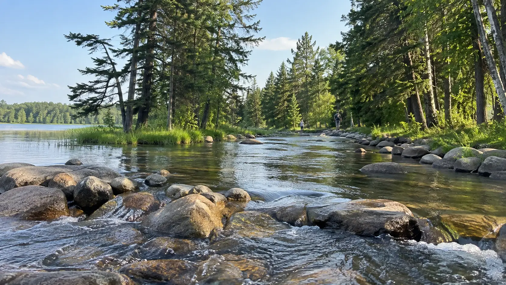 Lake Itasca headwaters where the Mississippi River begins in Minnesota